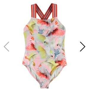Molo Vibrant Cockatoos Print Kids Swim One Piece